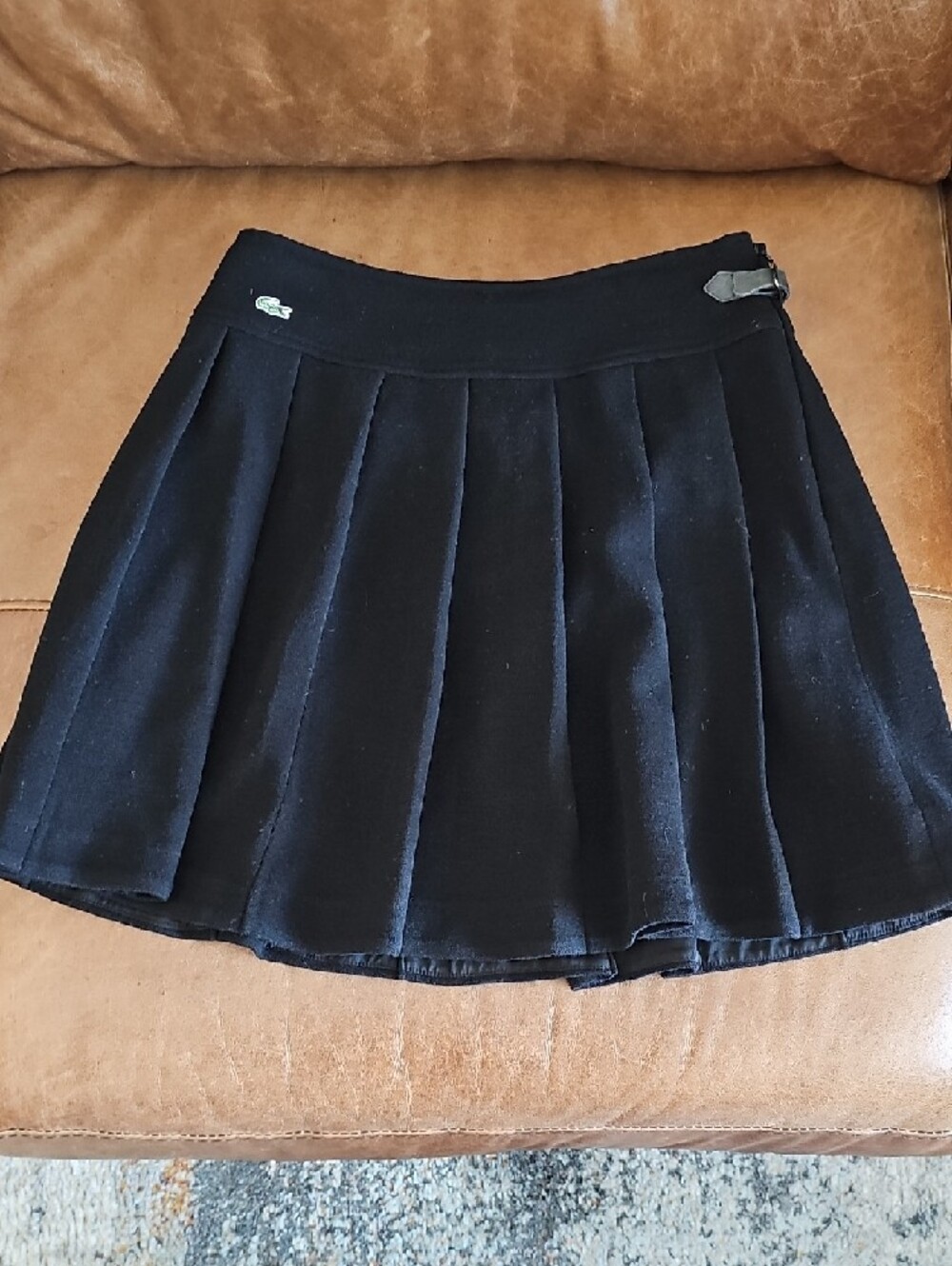 Lacoste Black Wool Pleated Skirt